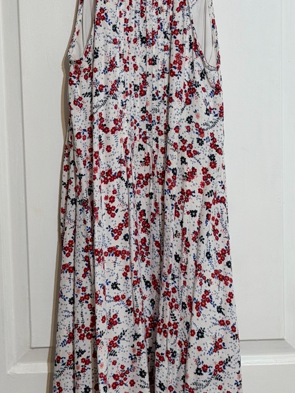 Time and Tru Dress Women's Size S Floral Pintuck Fit & Flare Strappy Red - Picture 7 of 8